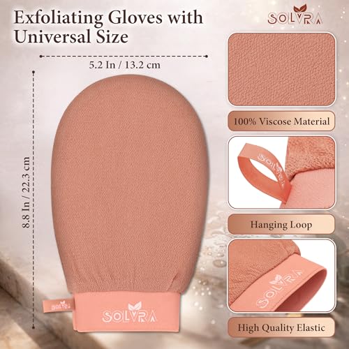 Solvra Exfoliating Body Scrubber - Vegan Viscose Kessa Mitt for Dead Skin