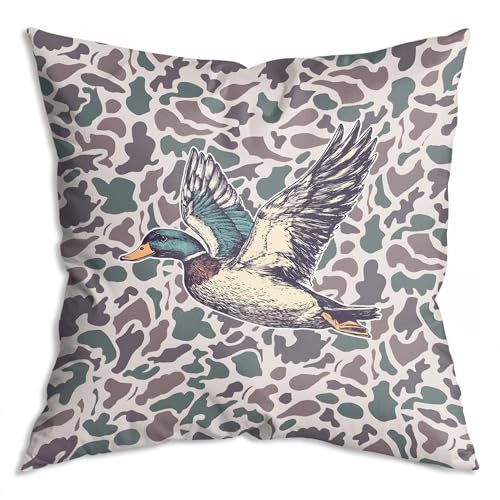 Vintage Camo Duck Throw Pillow Cover 18x18 - 100% Cotton