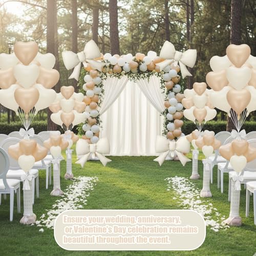 Elegant Cream Heart Balloon Set - 12-Piece for Weddings & Parties