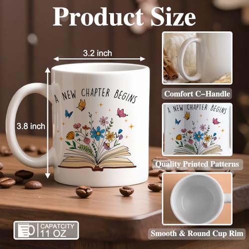 Funny 11oz Ceramic Coffee Mug - A New Chapter Begins Multicolor Gift for Women