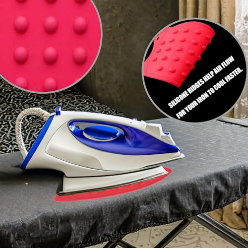 Heat Resistant Silicone Iron Rest Mat - 2 Pack, Non-Slip Surface, Red