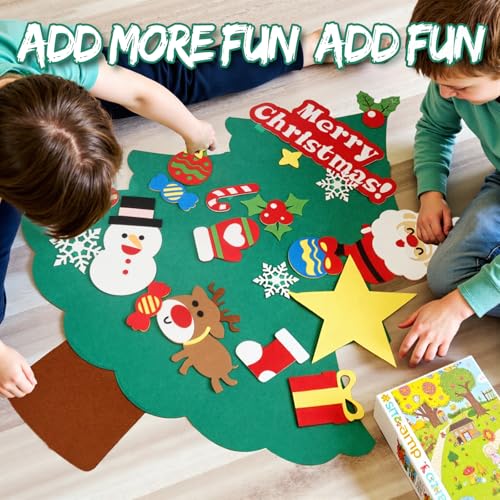 DIY Felt Christmas Tree Wall Decor with Ornaments - Holiday Season Decoration