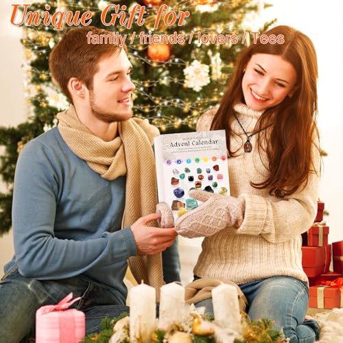 Healing Crystal Advent Calendar 2026 - 24 Chakra Gemstone Set for Self-Care