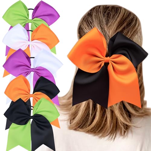 Spenlly 7 Inch Large Halloween Hair Bow Ponytail Holder Ribbon
