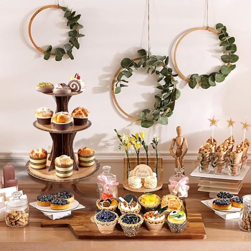 Rustic Woodland Cupcake Stand Set - 3-Tier Dessert Towers (2 Pack)