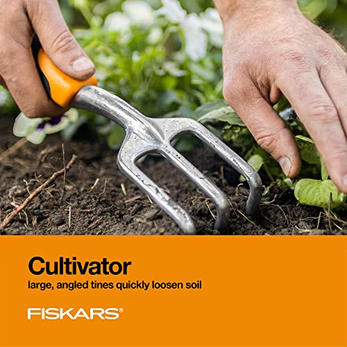 Fiskars 3-Piece Garden Hand Tool Set - Ergonomic Trowel, Transplanter & Cultivator