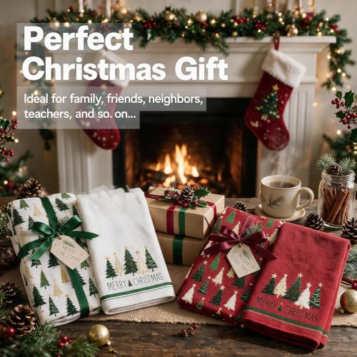 Christmas Kitchen Towels 4 Pack - Microfiber Dishcloths for Holiday Decor
