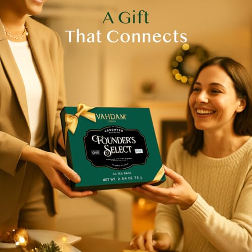 VAHDAM Founder's Select Tea Gift Set - 6 Flavors, 36 Pyramid Tea Bags