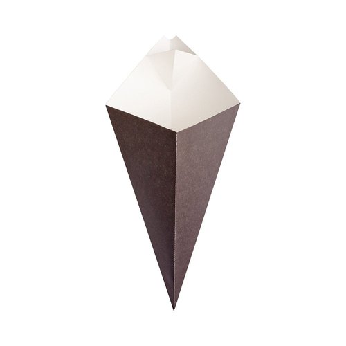 Restaurantware Cone Tek 15 Inch French Fry Cones 100 Recyclable Food Cones - Built-In Sauce Cup Grease-Resistant Lining Black Paper Snack Cones For Appetizers And Charcuterie