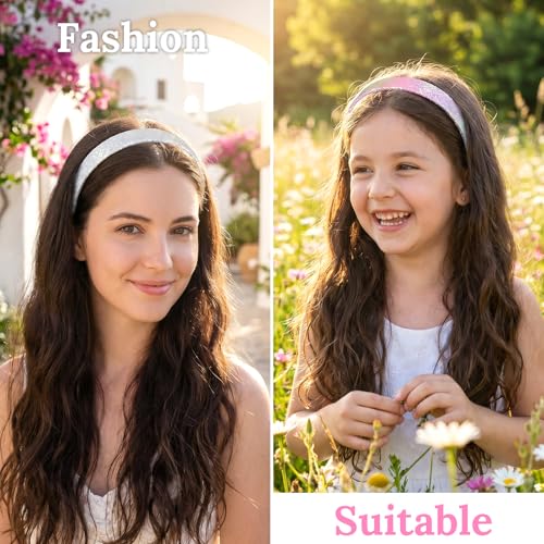 Glitter Headbands for Girls - 3 Pcs Rainbow Sequin Hair Accessories