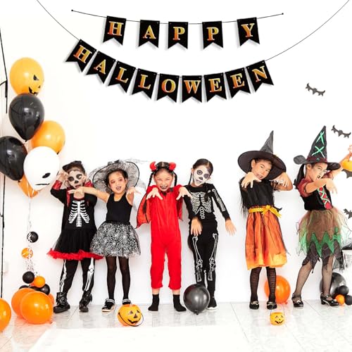 Happy Halloween Banner - Black & Gold Party Decoration