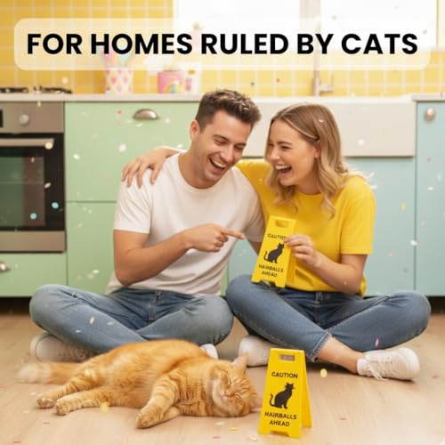 Caution Hairballs Ahead Mini Sign - Funny Gift for Cat Lovers