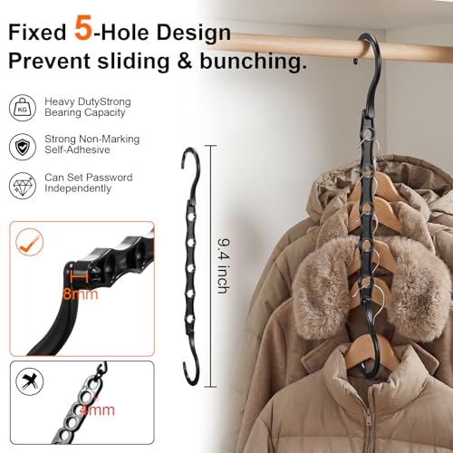 NEDLEDK 6-Pack Space Saving Hangers, 5-Hole Closet Organizer with S-Hooks