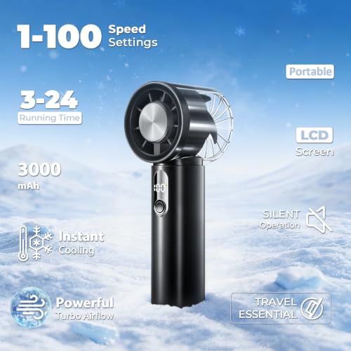Saxqe Portable Handheld Turbo Fan with Ice Cooling – Black