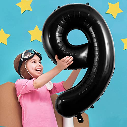 40 Inch Black Number 9 Foil Balloon for Birthday Celebrations
