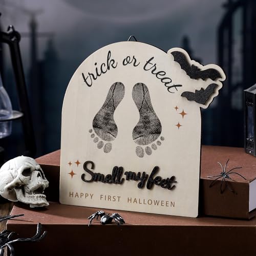 Beeveer DIY Baby Footprint Art Sign | Halloween Keepsake Decor