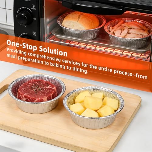 50 Pack Mini 5in Aluminum Pie Tins - Disposable Foil Tart Pans for Baking & Reheating