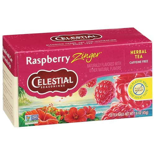 Celestial Seasonings Raspberry Zinger Herbal Tea, 20 Count (Pack of 6)