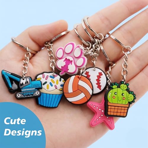 Canberly 30pcs Cute Non-Repeating Keychains for Classrooms & Parties