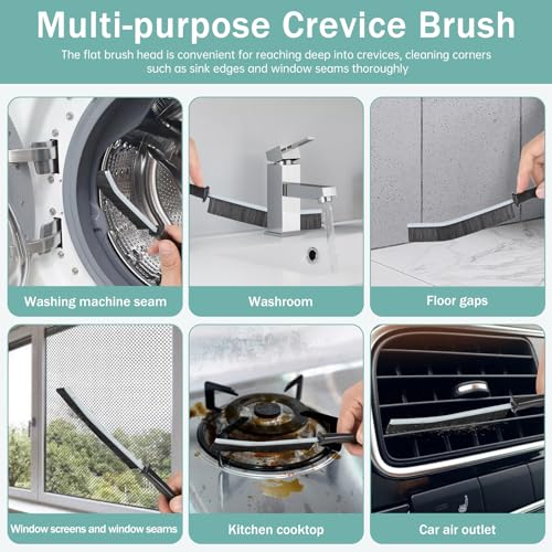 BANSTLE Hard-Bristled Crevice Cleaning Brush - 3 Piece Set for Grout & Tiles