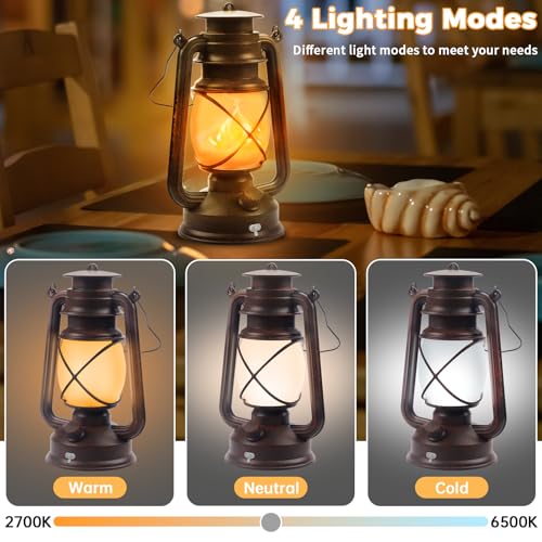 2 Pack Vintage Bronze Lanterns with Remote Control - 4 Modes Rechargeable