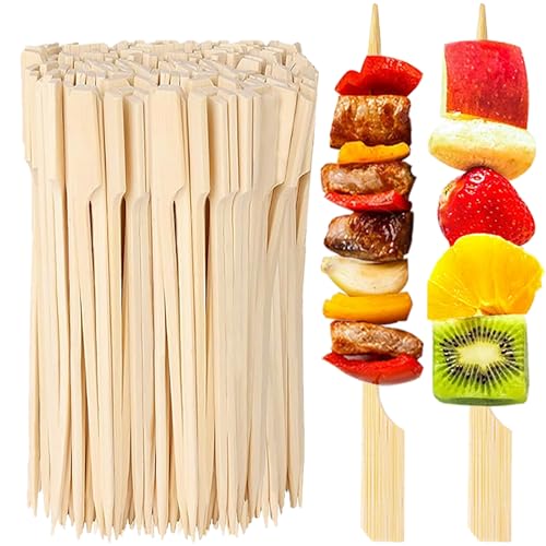 8 Inch Bamboo Skewers - 200 Pcs Natural Paddle Picks for Appetizers