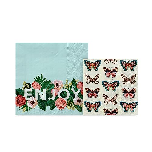 Hallmark Pink and Green Floral Party Supplies Set for 16 Guests
