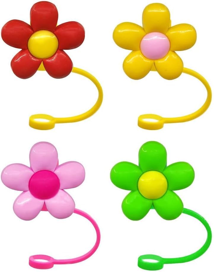 Pink Flower Silicone Straw Covers for Stanley 30oz & 40oz Cups