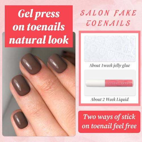 Bellelfin Short Square Press On Nails - 120Pcs Brown Acrylic False Nails Kit