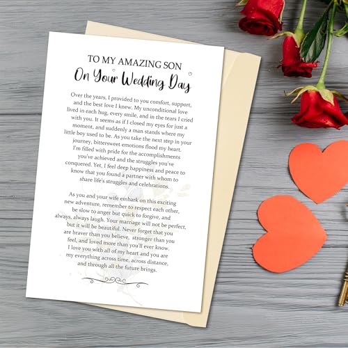 To My Son on Wedding Day Keepsake Card - Groom Gift from Mom (HLHK-9)