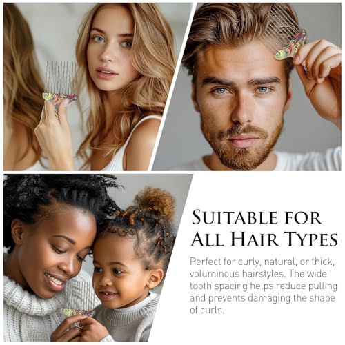 Zoolinn Stainless Steel Hair Pick Comb for Afro and Curly Hair
