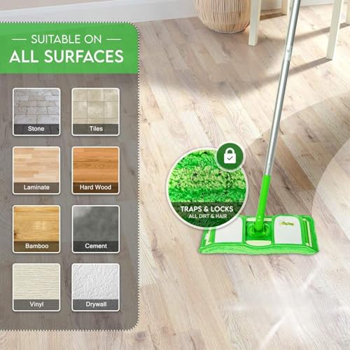Miloll 4-Pack Reusable Microfiber Mop Pads for Wet & Dry Cleaning