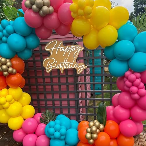 30Pc Tropical Balloon Set - Teal, Green, Orange Luau Party Decorations