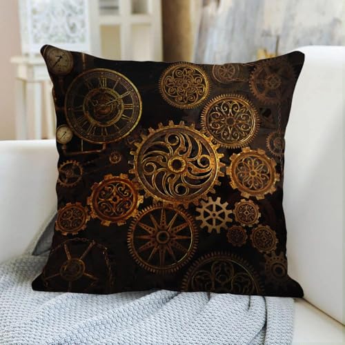 Emvency Steampunk Gears Throw Pillow Cover, 16 x 16 Inch