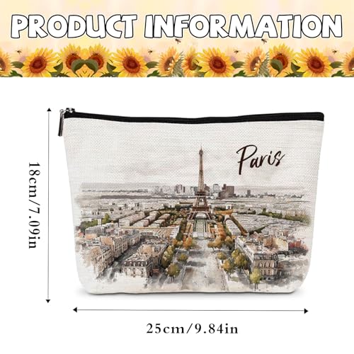 Paris Souvenirs Waterproof Makeup Bag Travel Cosmetic Pouch