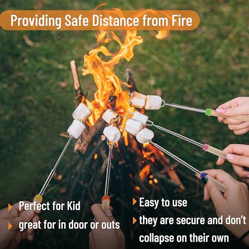 UNCO 32" Extendable Marshmallow Roasting Sticks - 5 Pack with Wood Handles