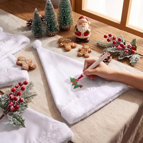Santa White Hats Craft Kit - 12 Pcs DIY Cap Craft Supplies
