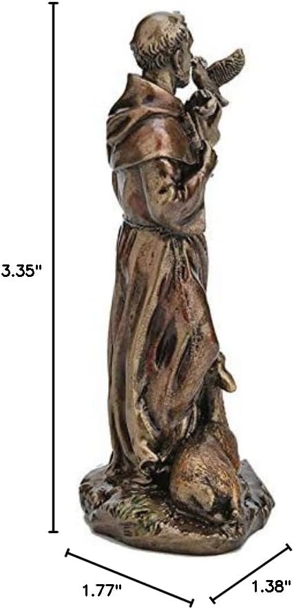 Veronese Design Saint Francis of Assisi Statue - Hand Painted Antique Bronze Finish | 3 3/8 Inch Home Decor