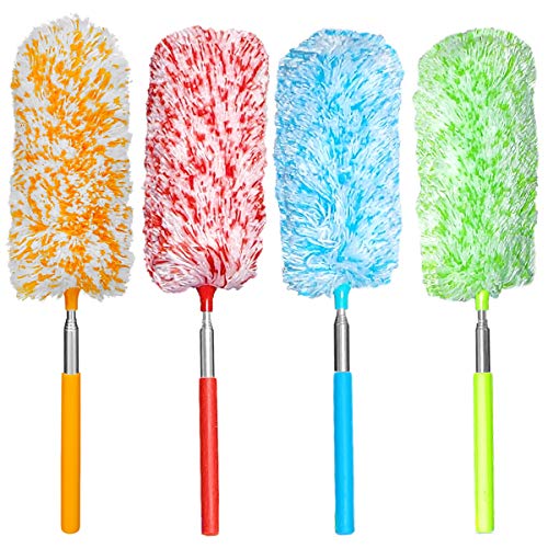 Tonmp 4-Piece Extendable Microfiber Duster Set with Bendable Heads