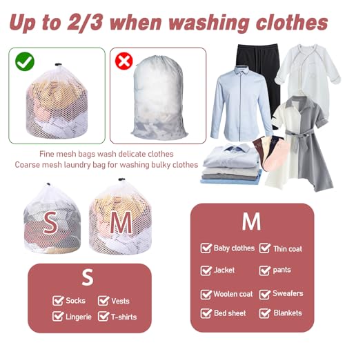 2-Pack Mesh Laundry Bags for Delicates - Machine Washable, 12x16 & 16x20 Inches