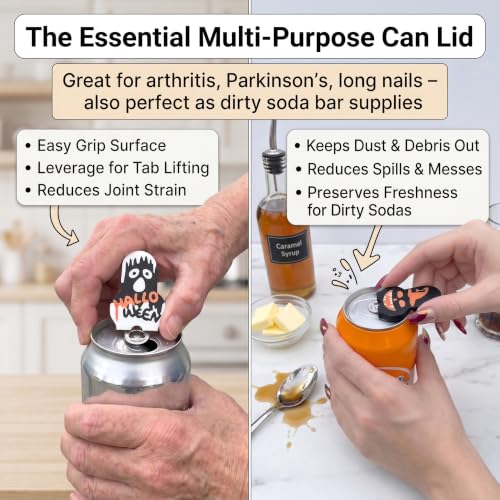 Ergonomic Soda Can Opener & Reusable Cover – Cute Cat & Ghost Designs