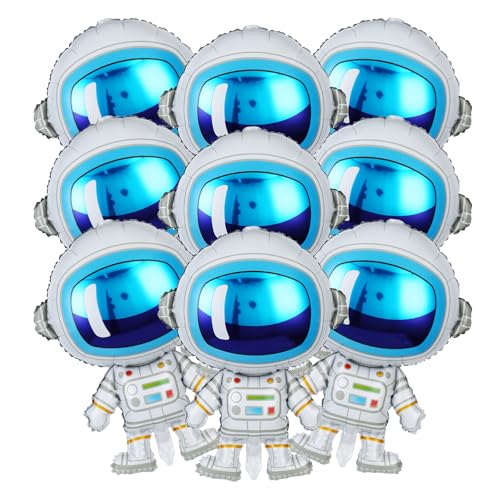 Space Theme Foil Balloon Set - 9 Pack Astronaut Party Decorations