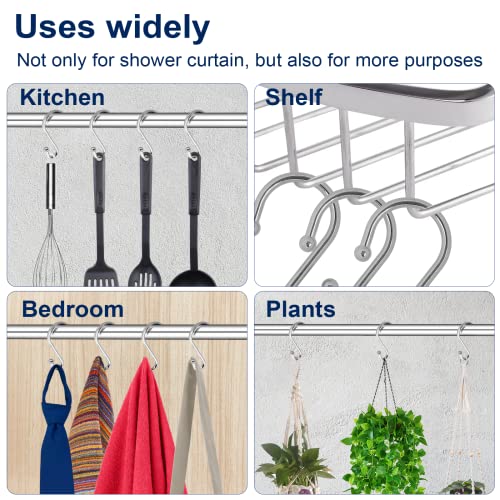 Gidse Rust-Proof S-Shaped Shower Curtain Hooks - Chrome, Set of 12