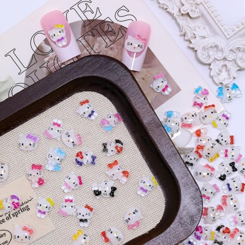 60Pcs Cute Nail Rhinestones Mixed Cartoon Resin Gems Flatback Charms