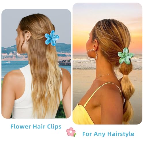 SHINLEA Hawaiian Plumeria Flower Hair Claw Clips 4-Pack Non-Slip