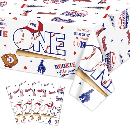 Baseball Themed Tablecloths for 1st Birthday Party - 4 Pack