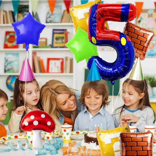 40-Inch Blue Red Number Balloon Set for Birthday Decor - 5