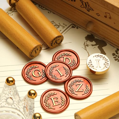 YOLAKIS Botanical Wax Seal Stamp with Initial G - Vintage Floral Design