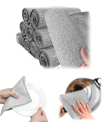 Non-Scratch Wire Dishcloths for Dishes - Stainless Steel Scrubber (6PCS)