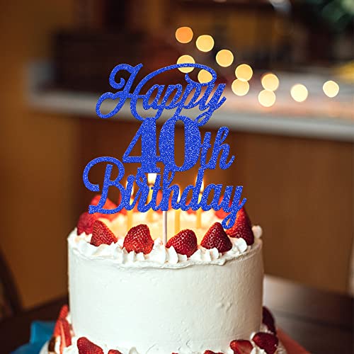 40th Birthday Cake Topper - Glitter Cheers to 40 Years Design